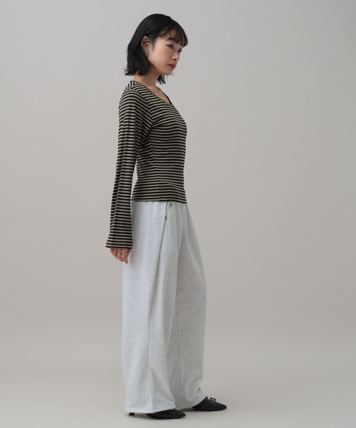 MUCENT（ムセント）の「MUCENT／ＵネックボーダーロングスリーブT（Tシャツ/カットソー・レディース・ベージュ/チャコール/ホワイト・FREE）」の17枚目の写真