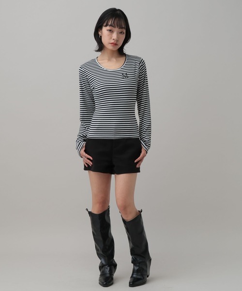 MUCENT（ムセント）の「MUCENT／ＵネックボーダーロングスリーブT（Tシャツ/カットソー・レディース・ベージュ/チャコール/ホワイト・FREE）」の22枚目の写真