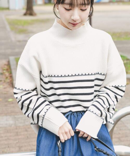 ITEMS URBANRESEARCH（アイテムズ アーバンリサーチ）の「ハイネックステッチニット（ニット/セーター・レディース・グリーン系その他/ホワイト系その他/グレー・FREE）」の4枚目の写真