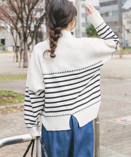 ITEMS URBANRESEARCH（アイテムズ アーバンリサーチ）の「ハイネックステッチニット（ニット/セーター・レディース・グリーン系その他/ホワイト系その他/グレー・FREE）」の6枚目の写真