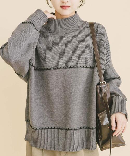 ITEMS URBANRESEARCH（アイテムズ アーバンリサーチ）の「ハイネックステッチニット（ニット/セーター・レディース・グリーン系その他/ホワイト系その他/グレー・FREE）」の12枚目の写真