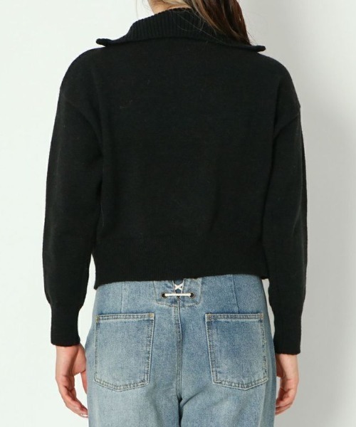 GORGE（ゴージ）の「《ハーフZIP×ショート丈》レディース ニットプルオーバー リブ切替 秋冬（ニット/セーター・レディース・オレンジ/アイボリー/ブラック・F）」の6枚目の写真