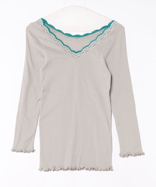 Q（キュー）の「バイカラーテレコロンT（Tシャツ/カットソー・レディース・チャコールグレー/ライトグレー・MEDIUM）」の4枚目の写真