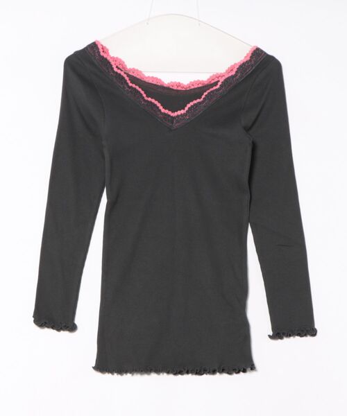 Q（キュー）の「バイカラーテレコロンT（Tシャツ/カットソー・レディース・チャコールグレー/ライトグレー・MEDIUM）」の3枚目の写真