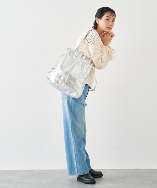 collex（コレックス）の「ロングハンドルキンチャクトートバッグ（トートバッグ・レディース・シルバー/ブラック・フリー）」の5枚目の写真