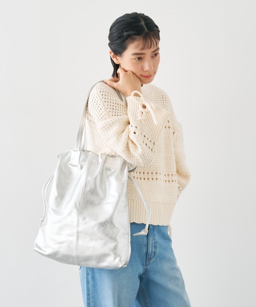 collex（コレックス）の「ロングハンドルキンチャクトートバッグ（トートバッグ・レディース・シルバー/ブラック・フリー）」の8枚目の写真