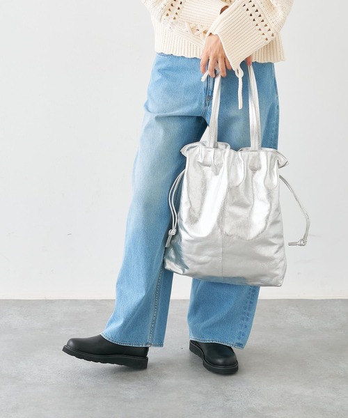 collex（コレックス）の「ロングハンドルキンチャクトートバッグ（トートバッグ・レディース・シルバー/ブラック・フリー）」の10枚目の写真