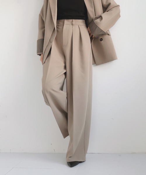 LIAN（リアン）の「ツータックワイドパンツ（スラックス・レディース・チャコールグレー/ブラック/グレイッシュベージュ/モカ・MEDIUM/MT）」の8枚目の写真