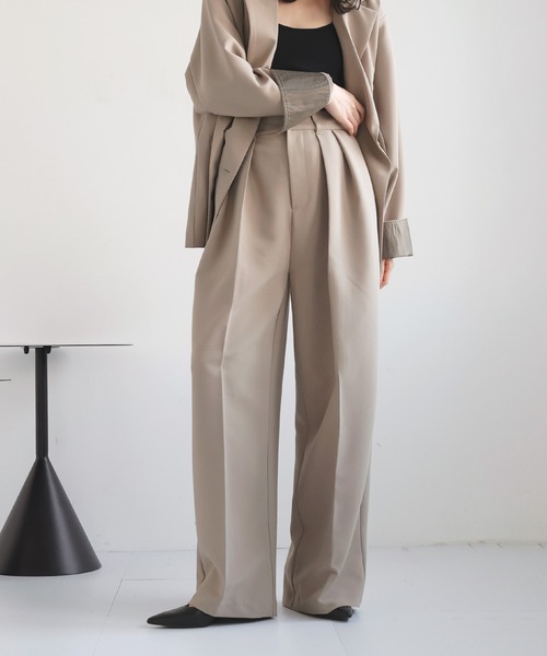 LIAN（リアン）の「ツータックワイドパンツ（スラックス・レディース・チャコールグレー/ブラック/グレイッシュベージュ/モカ・MEDIUM/MT）」の10枚目の写真