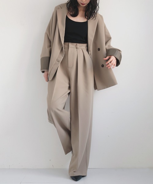 LIAN（リアン）の「ツータックワイドパンツ（スラックス・レディース・チャコールグレー/ブラック/グレイッシュベージュ/モカ・MEDIUM/MT）」の5枚目の写真