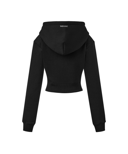 MIHAK（ミハク）の「メタルプレート裏起毛クロップフードパーカージップアップ（ブラック）（ジャージ・レディース・その他・1/2）」の11枚目の写真