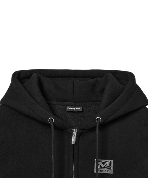 MIHAK（ミハク）の「メタルプレート裏起毛クロップフードパーカージップアップ（ブラック）（ジャージ・レディース・その他・1/2）」の12枚目の写真