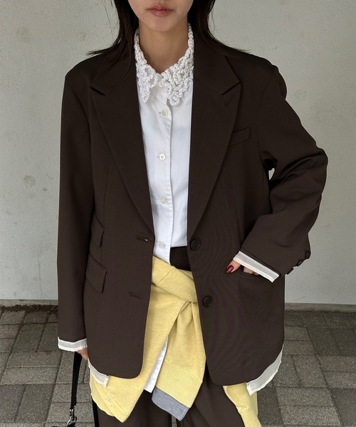 Perushu(ペルーシュ)の「Sheer Layered Jacket/シアー レイヤード ジャケット(テーラードジャケット・レディース・ブラック/チャコールグレー/ブラウン・SMALL/MEDIUM)」の3枚目の写真
