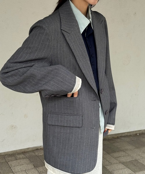 Perushu(ペルーシュ)の「Sheer Layered Jacket/シアー レイヤード ジャケット(テーラードジャケット・レディース・ブラック/チャコールグレー/ブラウン・SMALL/MEDIUM)」の16枚目の写真