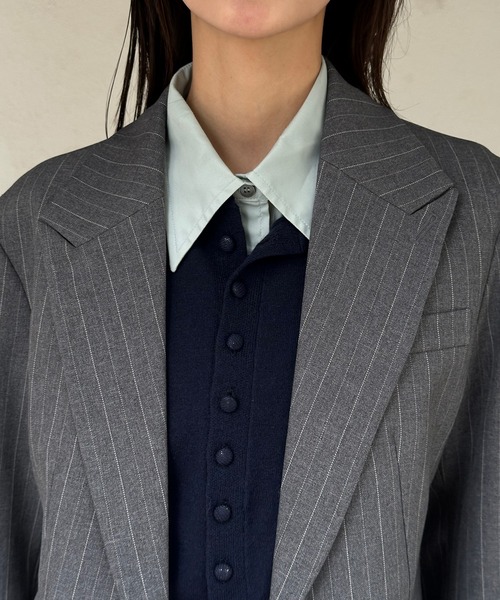 Perushu(ペルーシュ)の「Sheer Layered Jacket/シアー レイヤード ジャケット(テーラードジャケット・レディース・ブラック/チャコールグレー/ブラウン・SMALL/MEDIUM)」の14枚目の写真