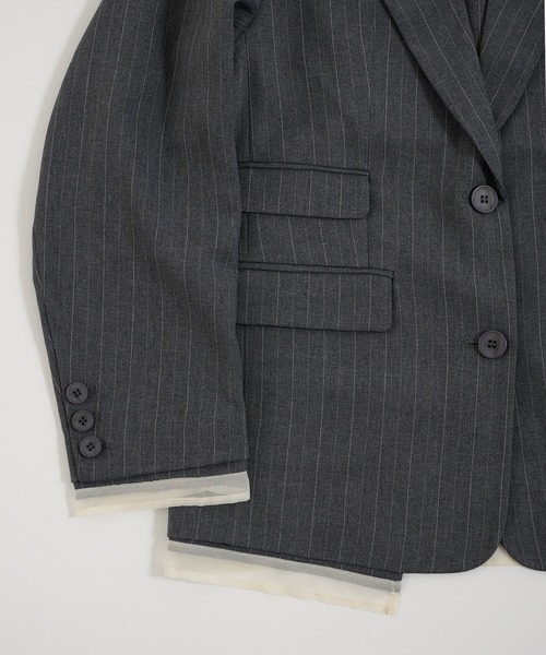 Perushu（ペルーシュ）の「Sheer Layered Jacket／シアー レイヤード ジャケット（テーラードジャケット・レディース・ブラック/チャコールグレー/ブラウン・SMALL/MEDIUM）」の22枚目の写真