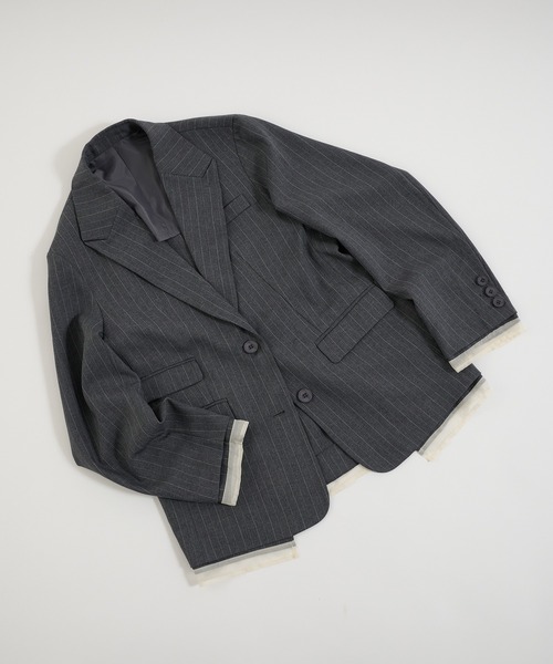 Perushu(ペルーシュ)の「Sheer Layered Jacket/シアー レイヤード ジャケット(テーラードジャケット・レディース・ブラック/チャコールグレー/ブラウン・SMALL/MEDIUM)」の18枚目の写真