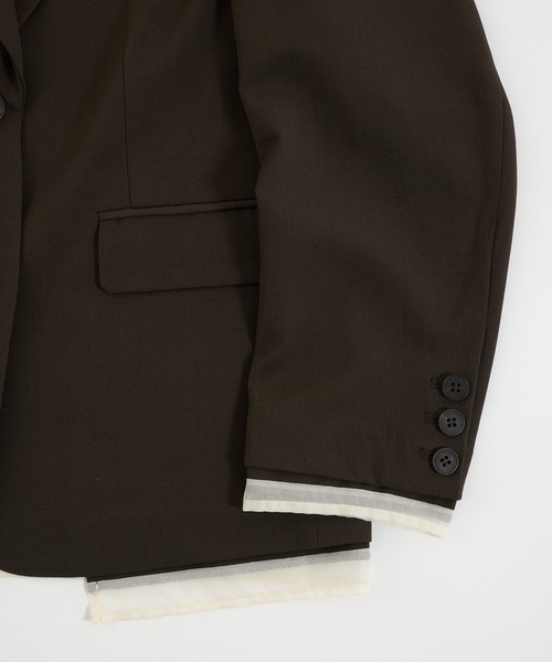 Perushu(ペルーシュ)の「Sheer Layered Jacket/シアー レイヤード ジャケット(テーラードジャケット・レディース・ブラック/チャコールグレー/ブラウン・SMALL/MEDIUM)」の10枚目の写真