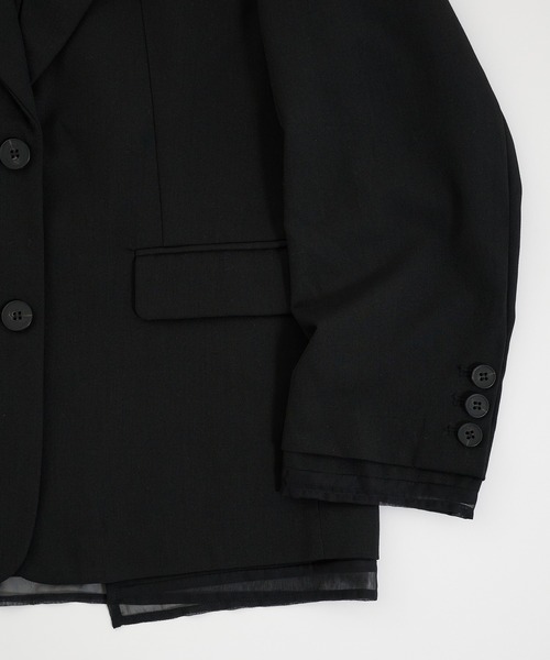 Perushu(ペルーシュ)の「Sheer Layered Jacket/シアー レイヤード ジャケット(テーラードジャケット・レディース・ブラック/チャコールグレー/ブラウン・SMALL/MEDIUM)」の8枚目の写真