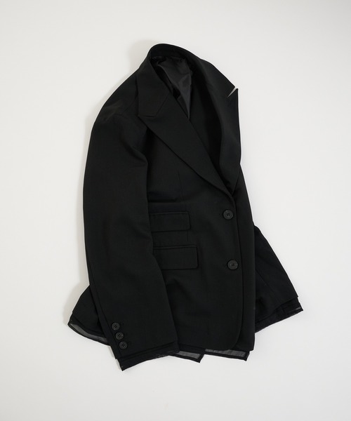 Perushu(ペルーシュ)の「Sheer Layered Jacket/シアー レイヤード ジャケット(テーラードジャケット・レディース・ブラック/チャコールグレー/ブラウン・SMALL/MEDIUM)」の5枚目の写真