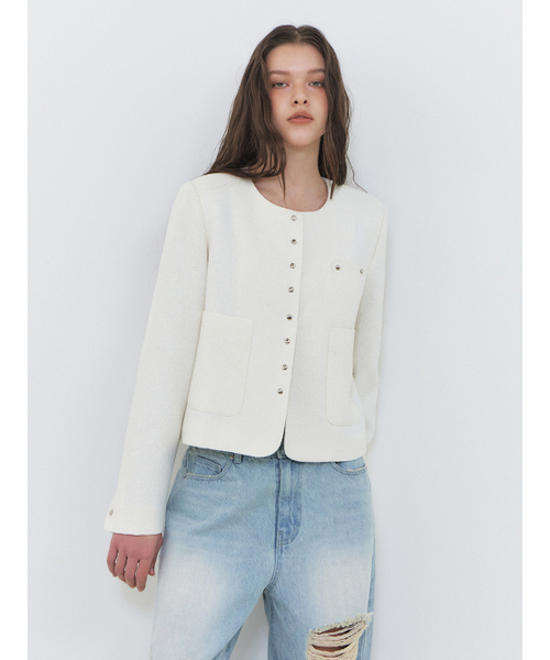 ETMON(エトモン)の「Round Snap Jacket, White(その他アウター・レディース・その他・S/M)」の1枚目の写真