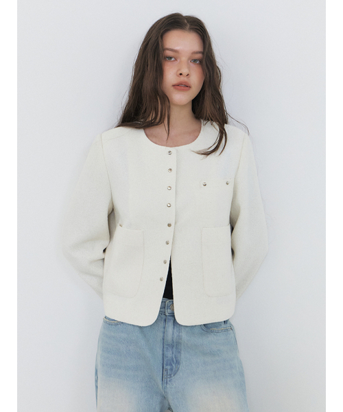 ETMON(エトモン)の「Round Snap Jacket, White(その他アウター・レディース・その他・S/M)」の4枚目の写真