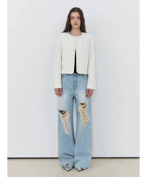 ETMON(エトモン)の「Round Snap Jacket, White(その他アウター・レディース・その他・S/M)」の5枚目の写真