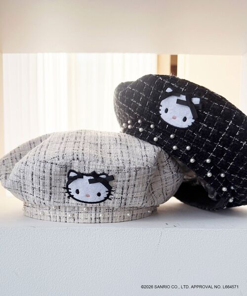 MAJESTIC LEGON（マジェスティックレゴン）の「ハローキティ  ツイードベレー帽（ハンチング/ベレー帽・レディース・ブラック系その他/ホワイト系その他2・FREE）」の10枚目の写真