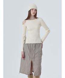 Cut-Out Strap Knit Top, Ivory