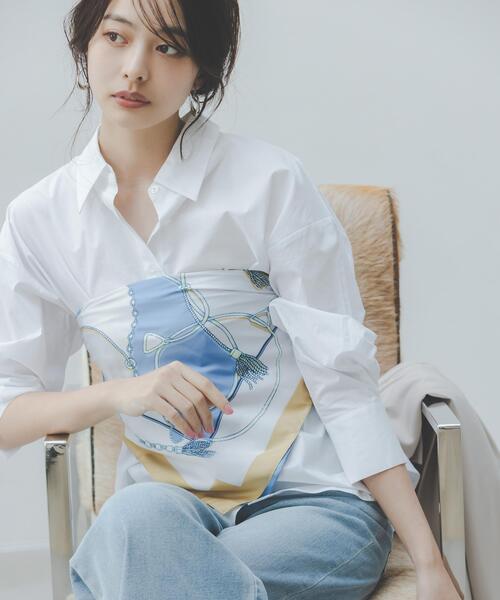 a/mie（アミー）の「＜ウォッシャブル＞＜ａ＞オーバーシャツ / 1216119200（シャツ/ブラウス・レディース・ピンク/ホワイト/ブルー・MEDIUM/SMALL）」の2枚目の写真