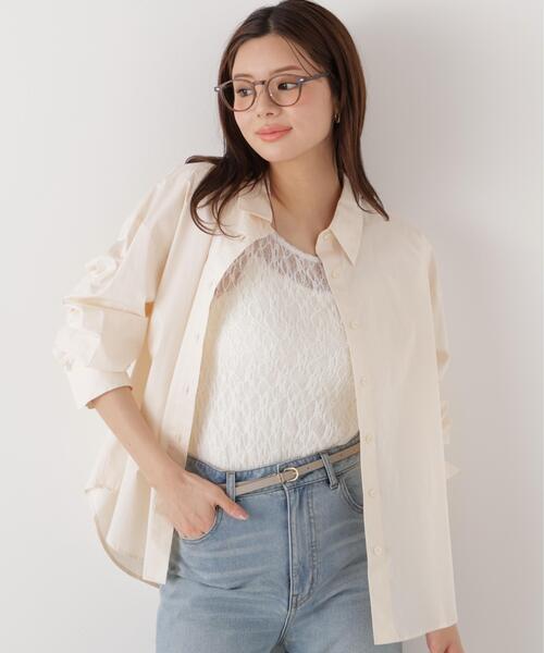 a/mie（アミー）の「＜ウォッシャブル＞＜ａ＞オーバーシャツ / 1216119200（シャツ/ブラウス・レディース・ピンク/ホワイト/ブルー・MEDIUM/SMALL）」の3枚目の写真