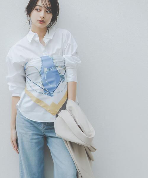 a/mie（アミー）の「＜ウォッシャブル＞＜ａ＞オーバーシャツ / 1216119200（シャツ/ブラウス・レディース・ピンク/ホワイト/ブルー・MEDIUM/SMALL）」の5枚目の写真