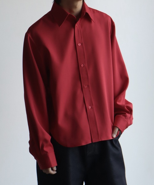 welise（ウェライズ）の「【welise/ウェライズ】2026SS リッチドレープスムース  ニューベーシック ショート丈 長袖レギュラーシャツ（シャツ/ブラウス・メンズ・サックスブルー/チャコールグレー/ホワイト/ホワイト系その他/レッド・S/M/L）」の5枚目の写真