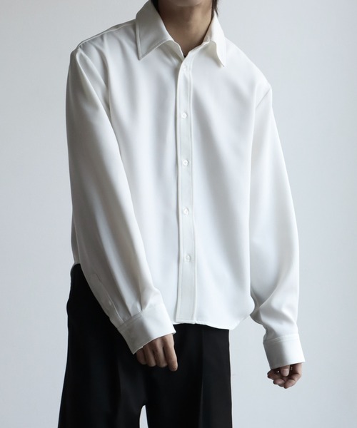 welise（ウェライズ）の「【welise/ウェライズ】2026SS リッチドレープスムース  ニューベーシック ショート丈 長袖レギュラーシャツ（シャツ/ブラウス・メンズ・サックスブルー/チャコールグレー/ホワイト/ホワイト系その他/レッド・S/M/L）」の12枚目の写真