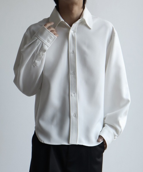 welise（ウェライズ）の「【welise/ウェライズ】2026SS リッチドレープスムース  ニューベーシック ショート丈 長袖レギュラーシャツ（シャツ/ブラウス・メンズ・サックスブルー/チャコールグレー/ホワイト/ホワイト系その他/レッド・S/M/L）」の13枚目の写真