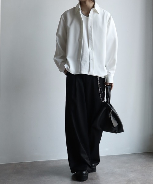 welise（ウェライズ）の「【welise/ウェライズ】2026SS リッチドレープスムース  ニューベーシック ショート丈 長袖レギュラーシャツ（シャツ/ブラウス・メンズ・サックスブルー/チャコールグレー/ホワイト/ホワイト系その他/レッド・S/M/L）」の20枚目の写真