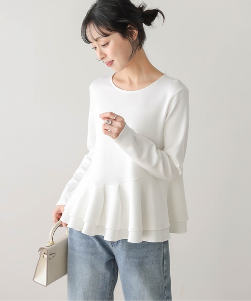 SUGAR BISKET(シュガービスケット)の「フリルペプラムカットソー(Tシャツ/カットソー・レディース・ブラック/ホワイト・フリー)」の2枚目の写真