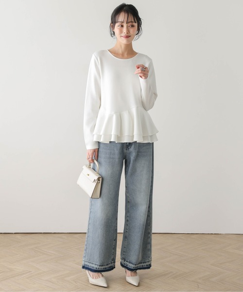 SUGAR BISKET(シュガービスケット)の「フリルペプラムカットソー(Tシャツ/カットソー・レディース・ブラック/ホワイト・フリー)」の7枚目の写真