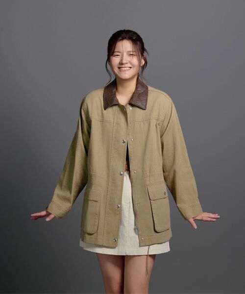 MUSINSA STANDARD WOMAN（ムシンサスタンダードウーマン）の「ウィメンズウォッシュドコットンハンティングジャケット[ベージュ]（ミリタリージャケット・レディース・その他・S/M/L）」の8枚目の写真