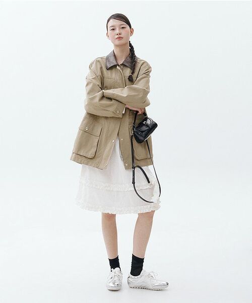 MUSINSA STANDARD WOMAN（ムシンサスタンダードウーマン）の「ウィメンズウォッシュドコットンハンティングジャケット[ベージュ]（ミリタリージャケット・レディース・その他・S/M/L）」の2枚目の写真