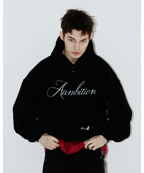 AAMBITION(アアンビション)の「シグニチャーレタリングフードパーカー(オニキス-ブラック)(パーカー・メンズ・その他・M/L)」の1枚目の写真