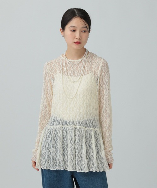 LEPSIM(レプシィム)の「総レース長袖ペプラム 637690(シャツ/ブラウス・レディース・アイボリー/ブラック・FREE)」の18枚目の写真
