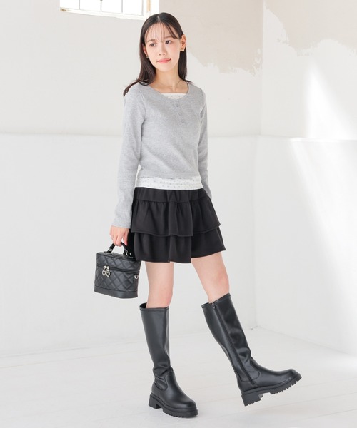 Honeys(ハニーズ)の「レイヤード風トップス(Tシャツ/カットソー・レディース・杢グレー/ブラック/イエロー/ピンク・L/M/S)」の19枚目の写真
