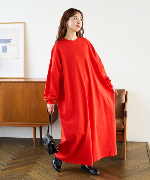 FREAK'S STORE（フリークスストア）の「限定展開　オーバーサイズ ドルマンスリーブ ワンピース（ワンピース・レディース・グレー/ブラック/ナチュラル/ネイビー/レッド・SMALL/MEDIUM）」の12枚目の写真