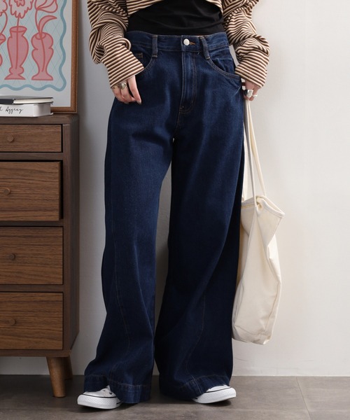 atONE(アットワン)の「ルーズワイドパンツ(その他パンツ・レディース・ブルー系その他5/ネイビー/ライトブルー/グレー系その他6/ブルー・LL/L/4L/3L/M)」の3枚目の写真