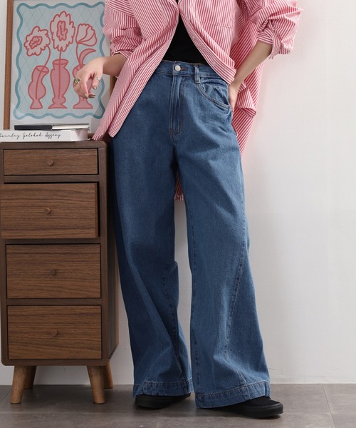 atONE(アットワン)の「ルーズワイドパンツ(その他パンツ・レディース・ブルー系その他5/ネイビー/ライトブルー/グレー系その他6/ブルー・LL/L/4L/3L/M)」の4枚目の写真