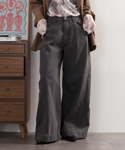 atONE(アットワン)の「ルーズワイドパンツ(その他パンツ・レディース・ブルー系その他5/ネイビー/ライトブルー/グレー系その他6/ブルー・LL/L/4L/3L/M)」の2枚目の写真