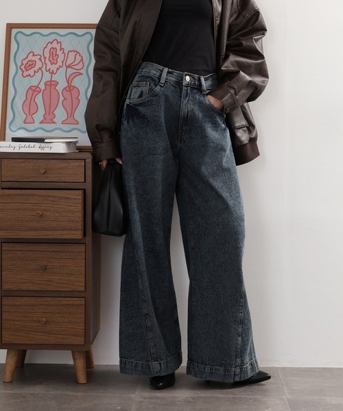 atONE(アットワン)の「ルーズワイドパンツ(その他パンツ・レディース・ブルー系その他5/ネイビー/ライトブルー/グレー系その他6/ブルー・LL/L/4L/3L/M)」の5枚目の写真