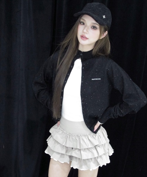 andwang（アンドワン）の「classical high neck cardigan（カーディガン/ボレロ・レディース・ブラック/グレー・FREE）」の13枚目の写真