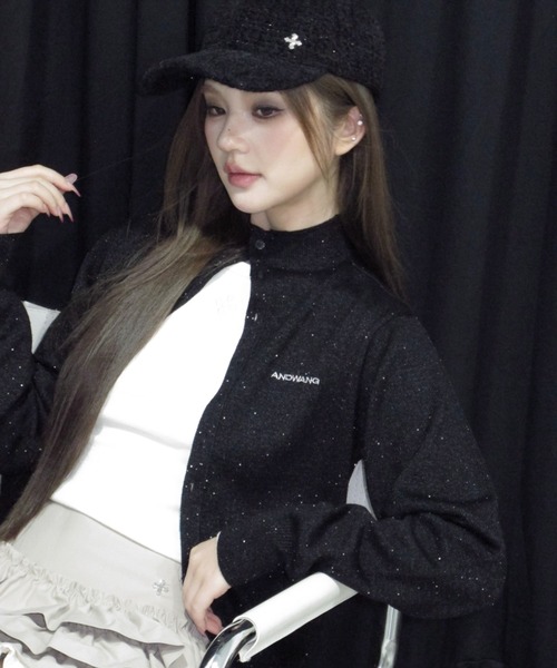 andwang（アンドワン）の「classical high neck cardigan（カーディガン/ボレロ・レディース・ブラック/グレー・FREE）」の21枚目の写真